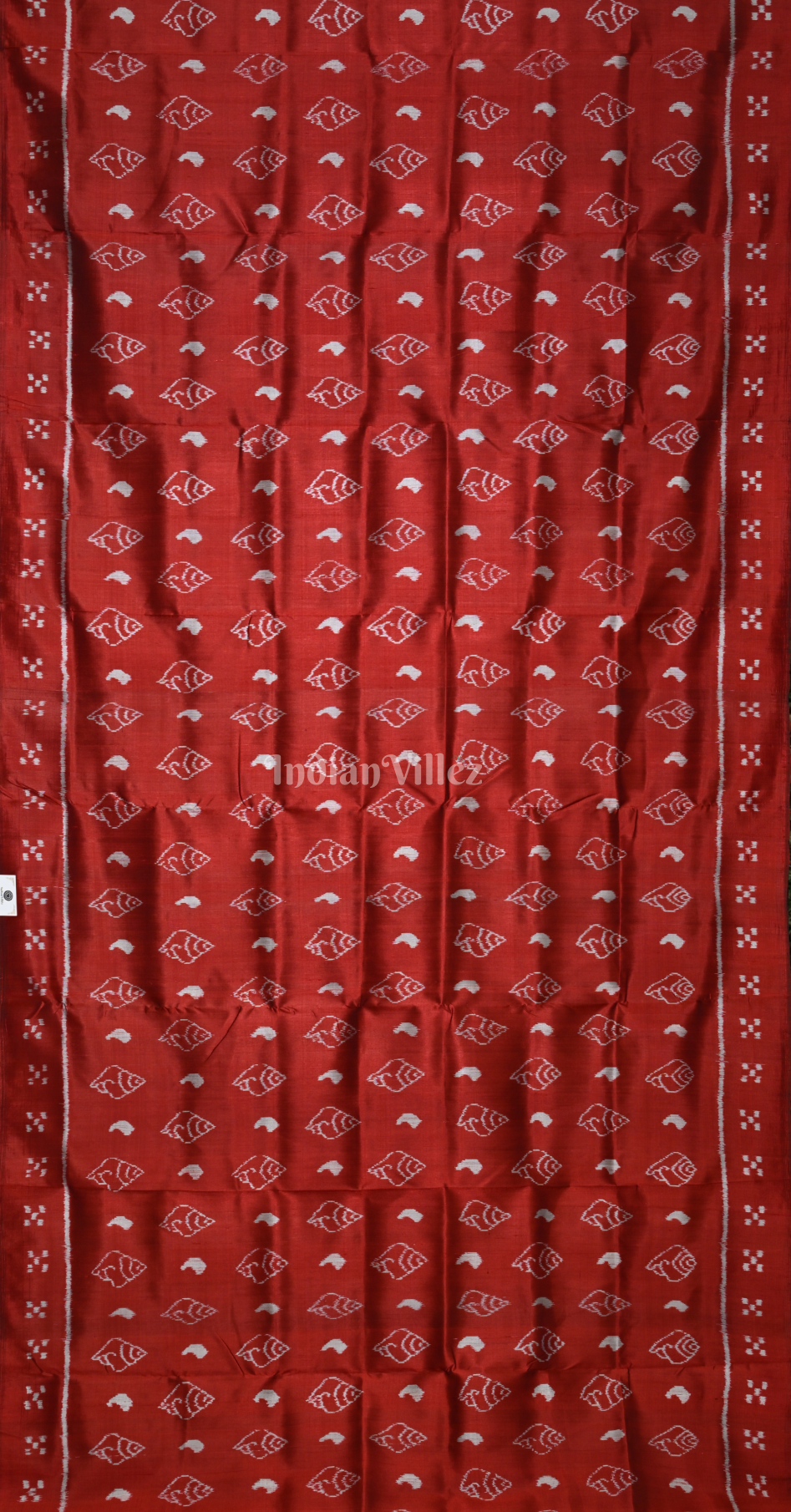 Maroon Sankha Theme Odisha Ikat Contemporary Designer Silk Saree with elephant Anchal