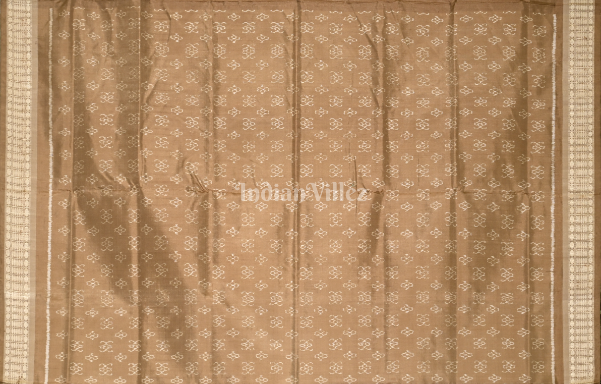 Blue Brown Konark Chakra Motif Odisha Ikat Sambalpuri Silk Saree 