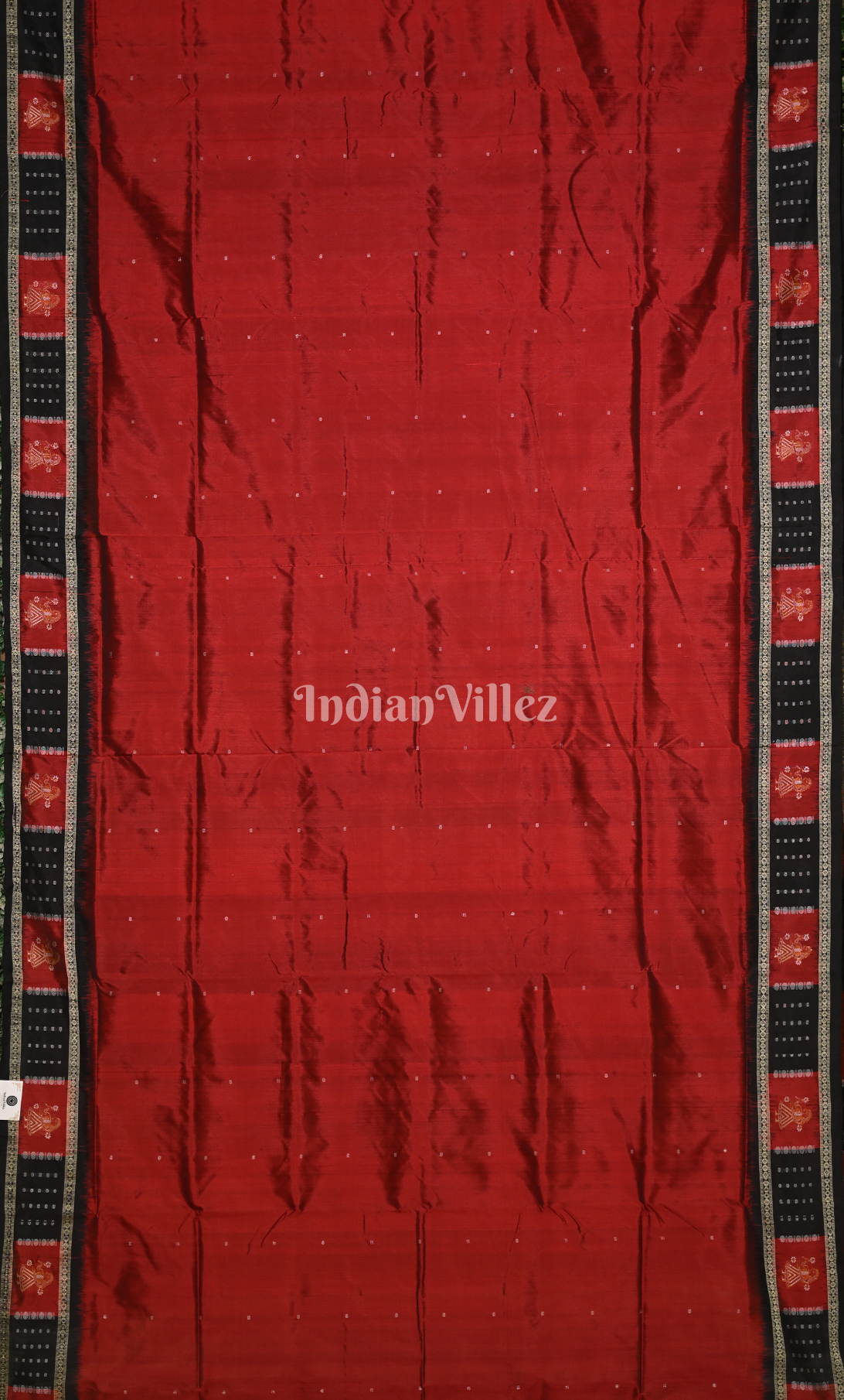 Red Black Odisha Ikat Sambalpuri Silk saree with Doll Anchal 