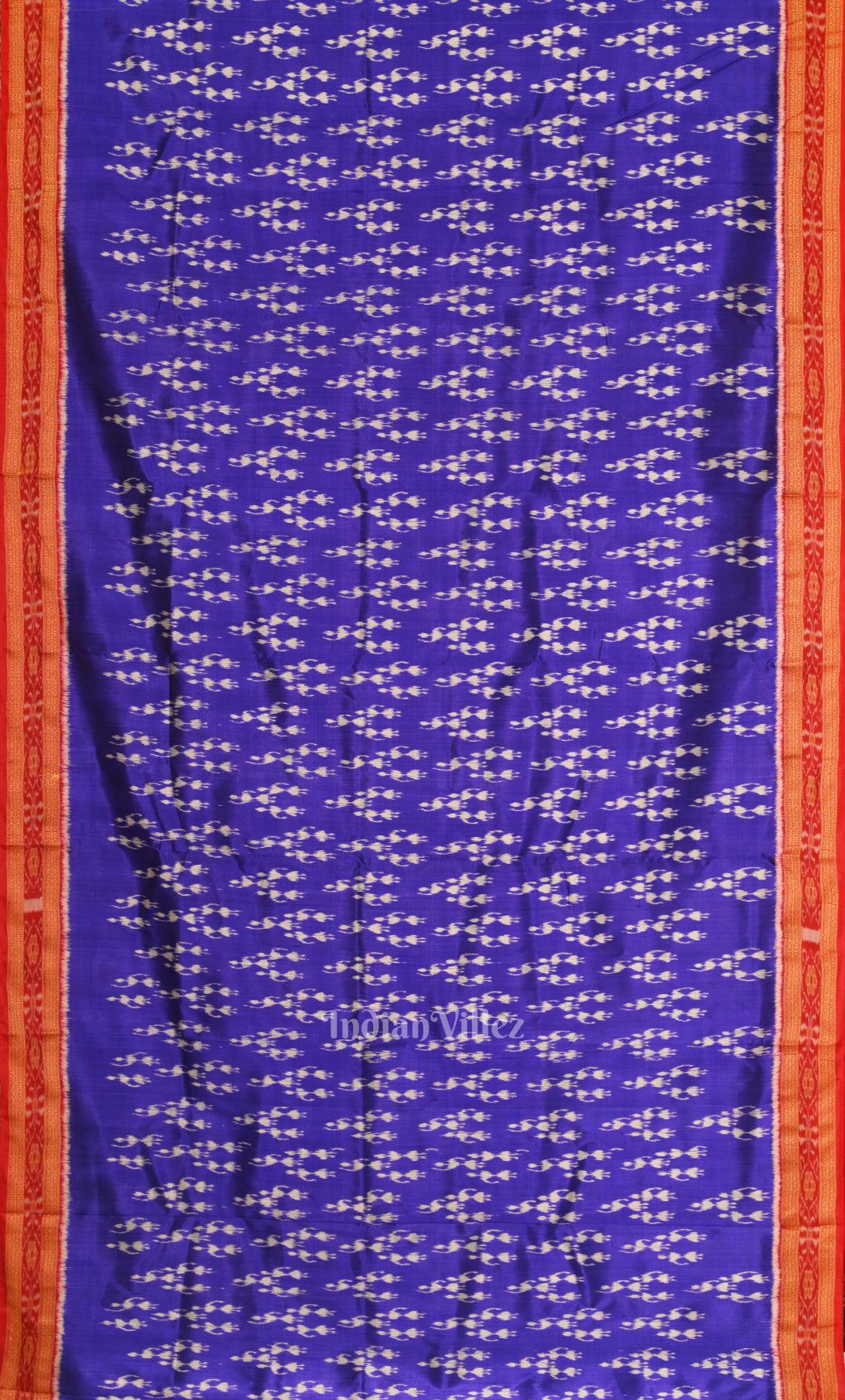 Blue Red Tribal Theme Odisha Ikat Khandua Silk Saree