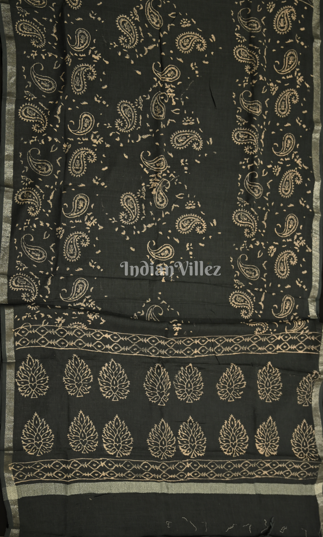 Black Dabu Block Printed Cotton Suit Sets 