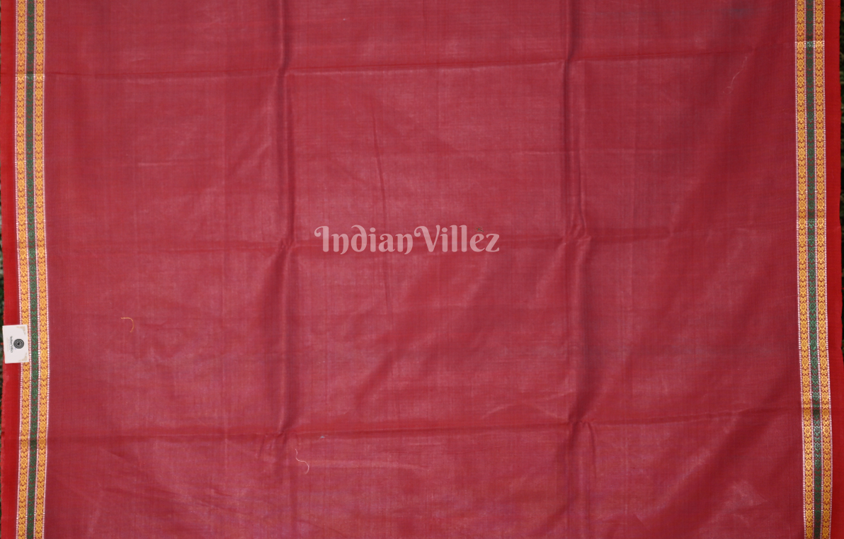 Grey Red Gopalpur Tussar Silk Saree with Jalla Anchal
