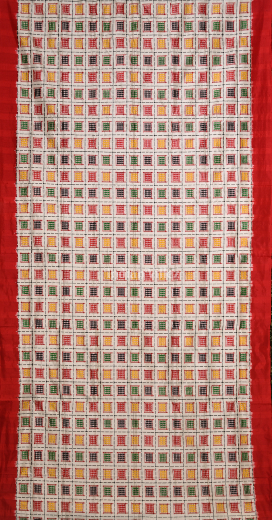 White Red Mini Aswini Odisha Ikat Sambalpuri Silk Saree