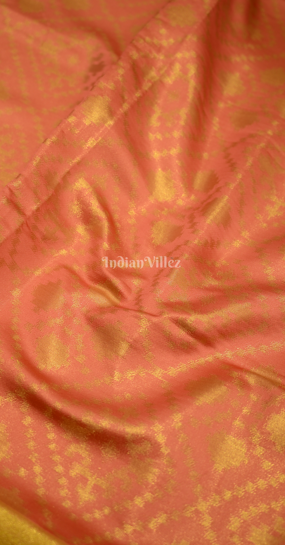 Orange Yellow Pure Zari Base Chaap Hand Woven Kanjivaram Silk Saree 