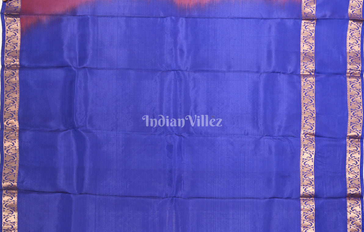 Purple Wine Blue Zari woven Pure Kanjivaram Silk Saree 