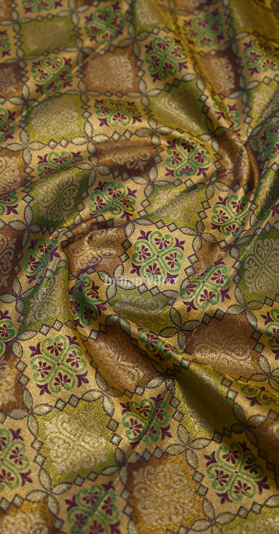 Green Printed Multi Color Pure Brocade Tissue Kanjivaram Saree