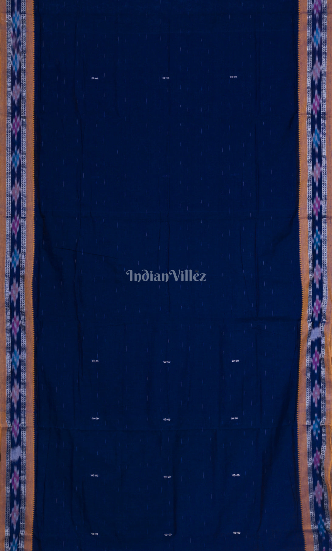 Royal Blue Brown Odisha Ikat Maniabandha Cotton Saree 