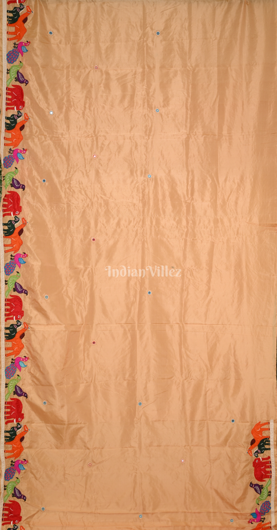 Beige Hand Embroidered Applique Work Saree