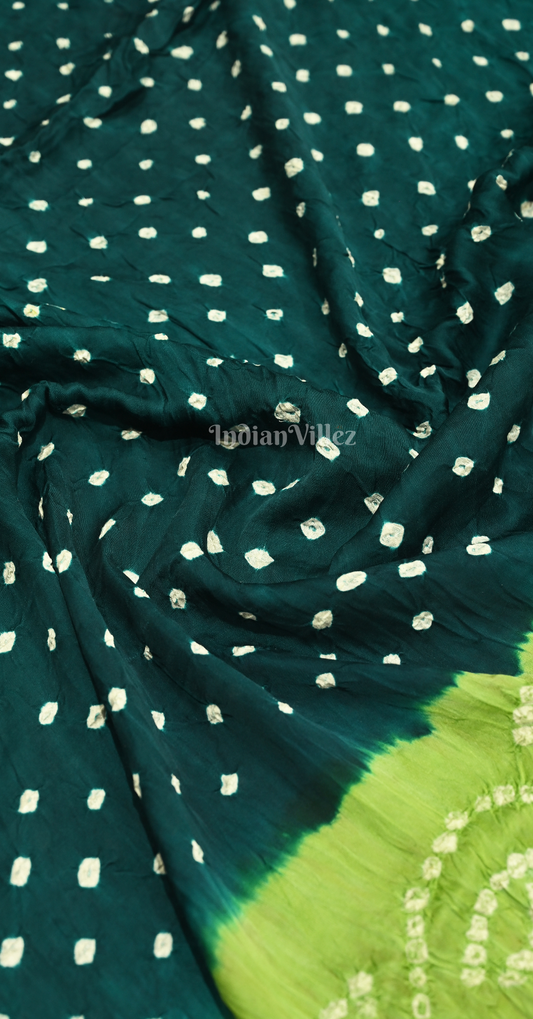 Rama Green with Multi Color Bandhej Gharchola Gaji Silk Saree with Zari Work