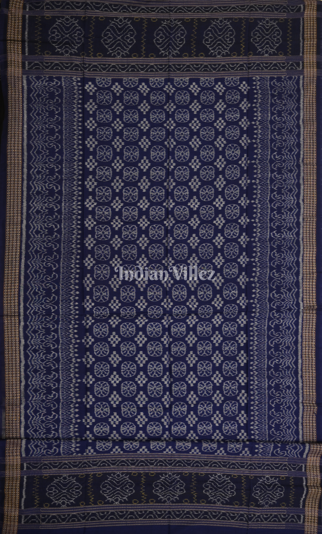 Grey Blue Odisha Ikat Sambalpuri Dress Set & Dupatta 