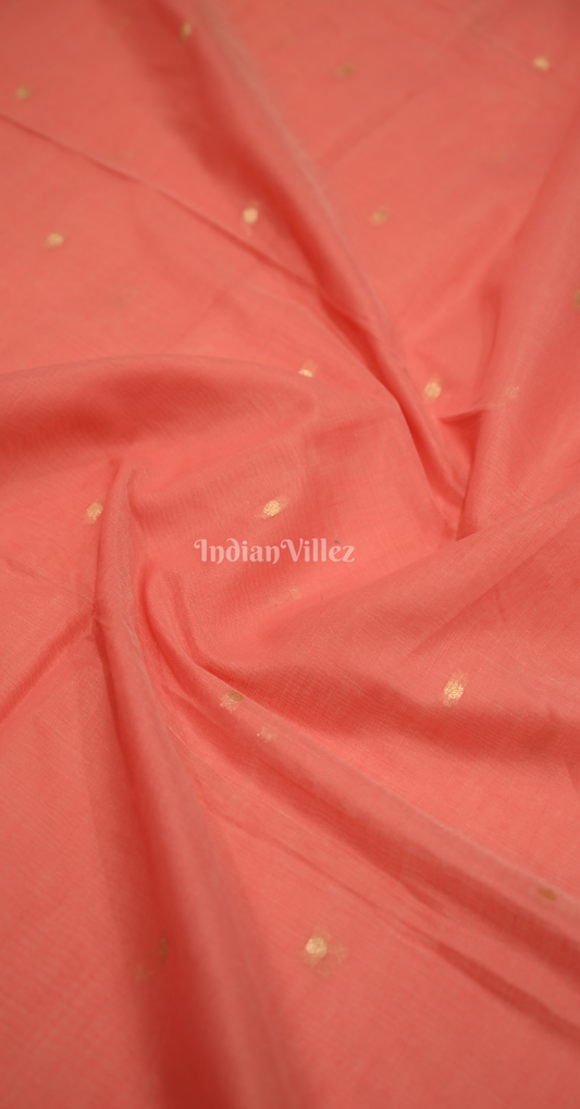 Peach Pink Spun Weaving Silk Saree