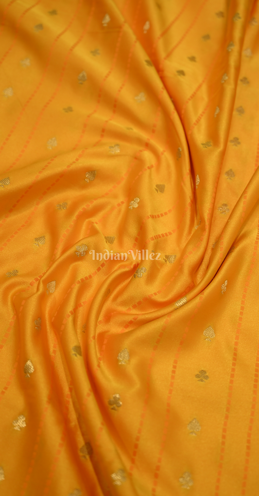 Yellow Zari Satin Silk Banarasi Saree