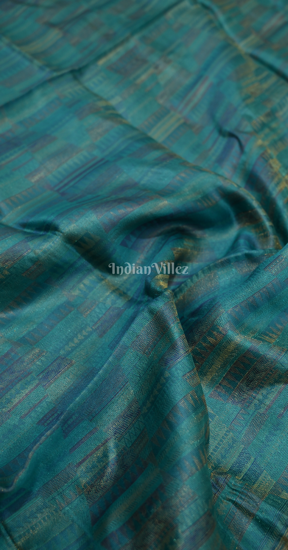 Peacock  Blue Handloom Two Tone Organza Weaving Banarasi Saree