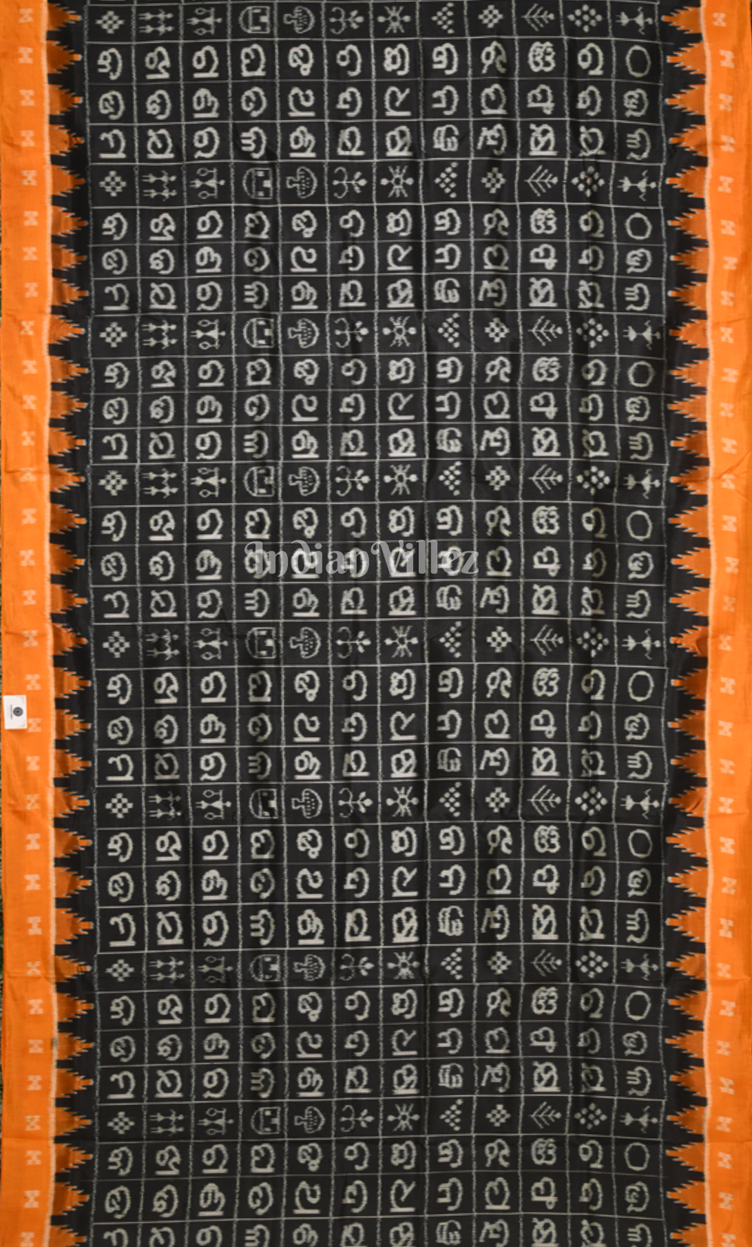 Black Mustard Yellow Odia Barnamala Odisha Ikat Contemporary Designer Silk Saree 