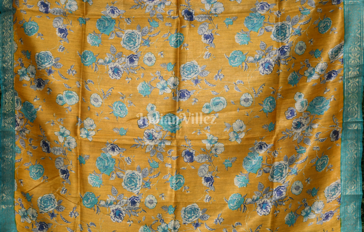 Blue Yellow Pure Kanjivaram Soft Silk Saree