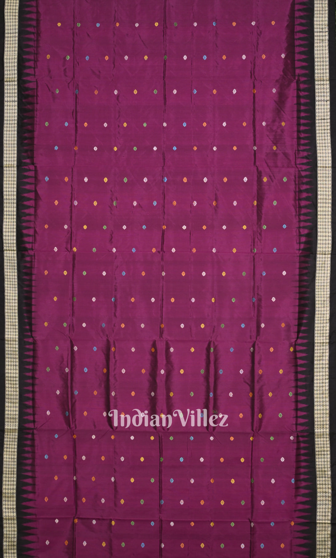 Purple Black Dolabedi Bomkai Sambalpuri Ikat Silk Saree 
