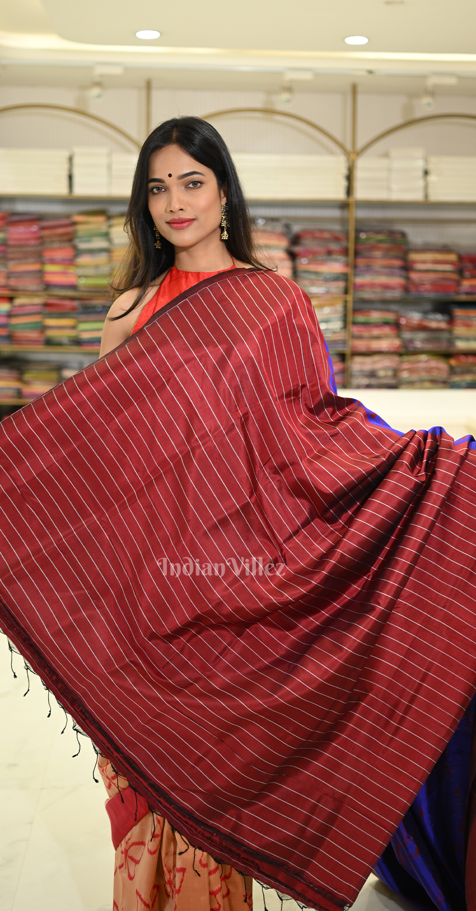 Blue Butterfly Design with Tribal Anchal Contemporary Designer Saree