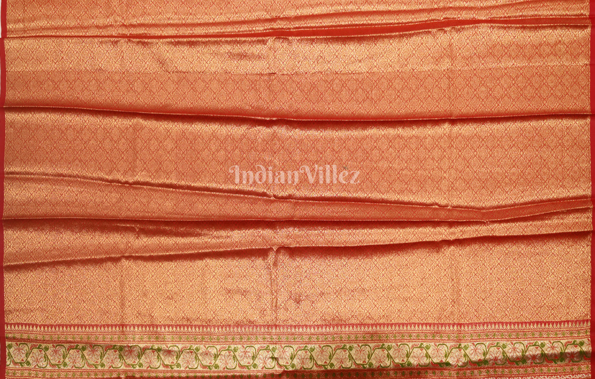 Rust Orange with Golden Brocade Pure Kanjivaram Tissue Silk Saree