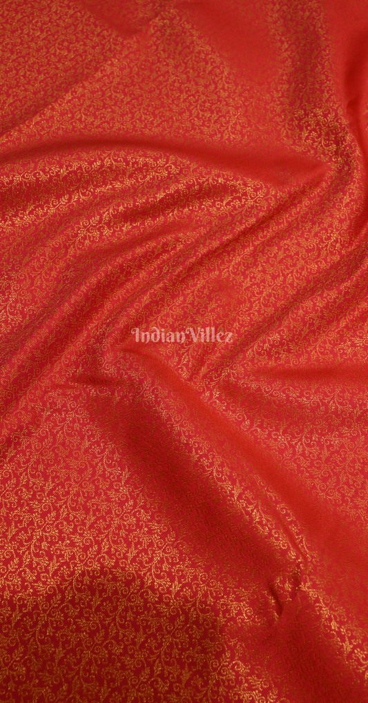  Maroon Red Floral Buttas Pure Brocade Kanjivaram Silk Saree