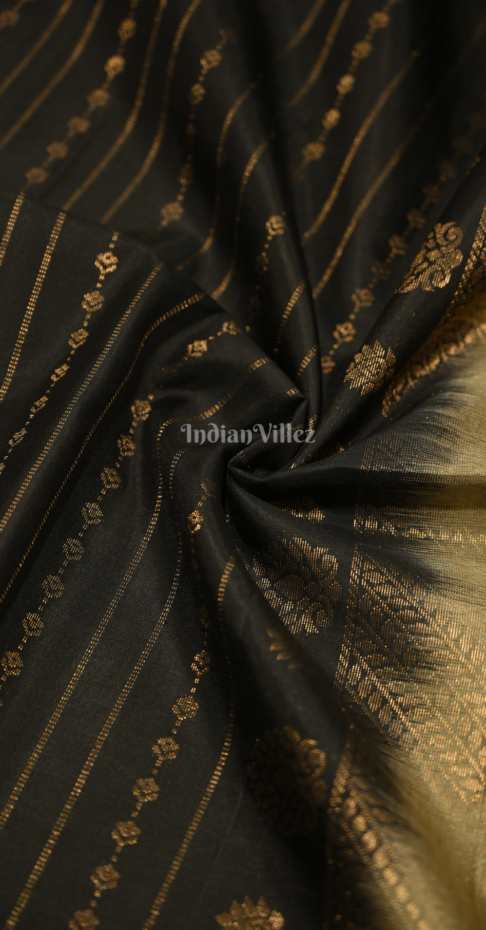 Black Golden Zari Pure Kanjivaram Soft Silk Saree