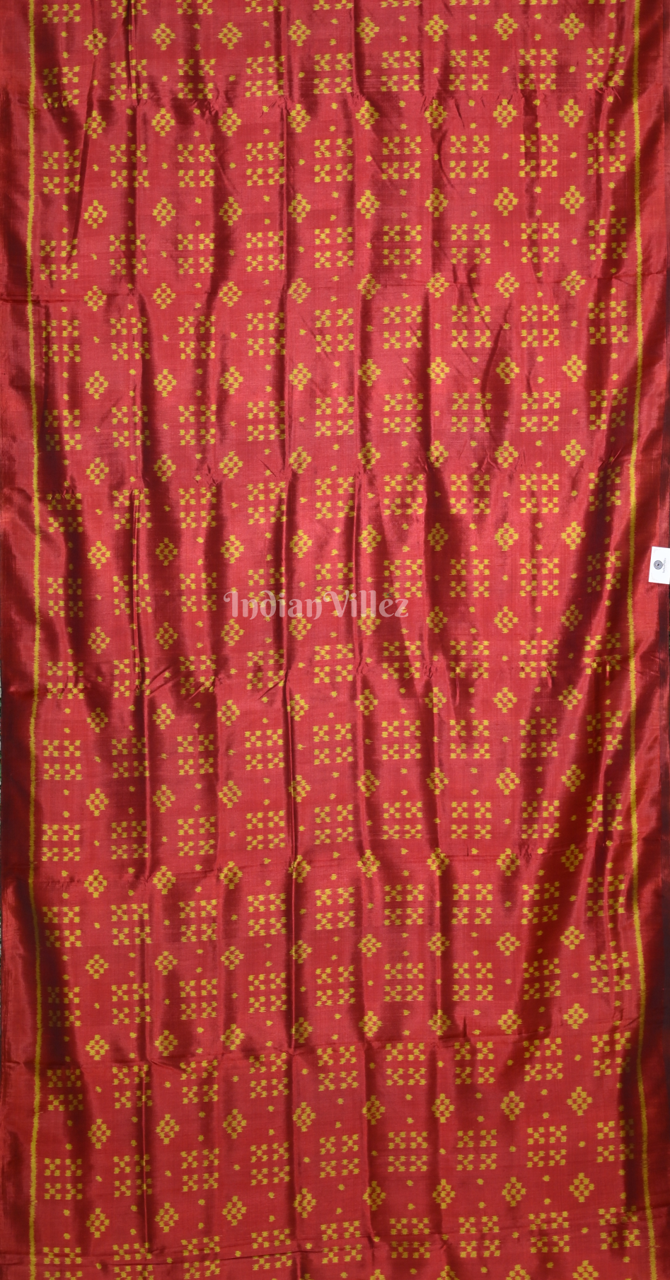 Maroon Yellow Mini Pasapali Odisha Ikat Contemporary Designer Silk Saree