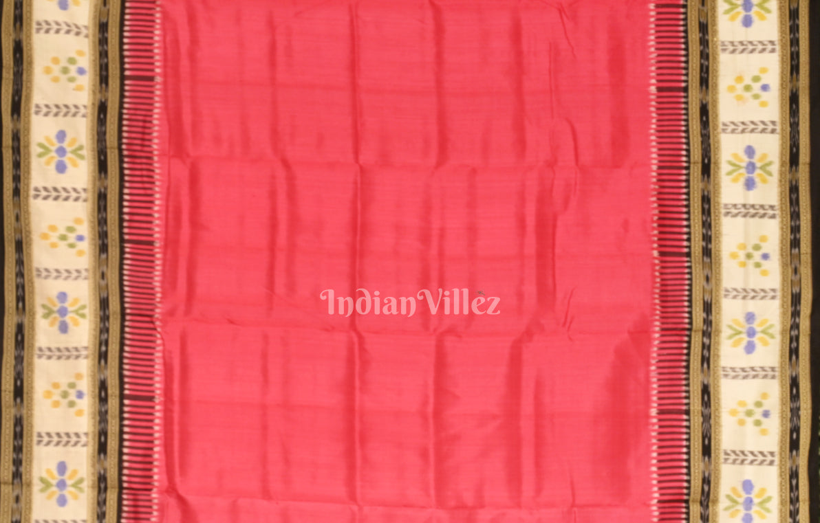Pink Fish Motif Kathiphera Odisha ikat Khandua Silk saree