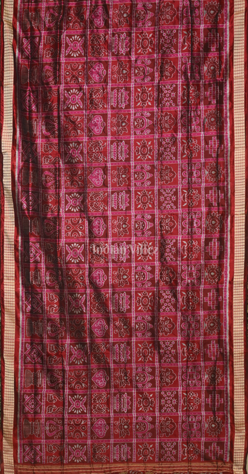Magenta Pink Maroon Nabakothi Odisha Ikat Sambalpuri Silk Saree 