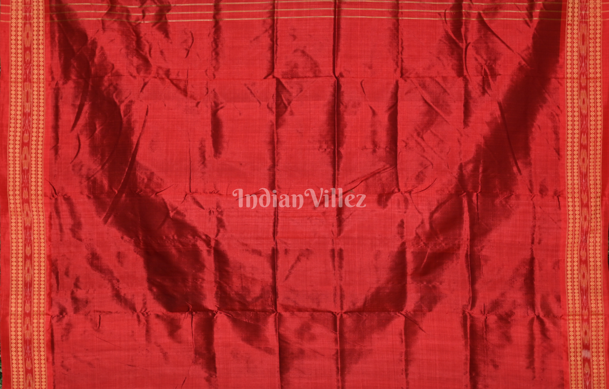 Black Red Odisha Ikat Khandua Silk Saree 