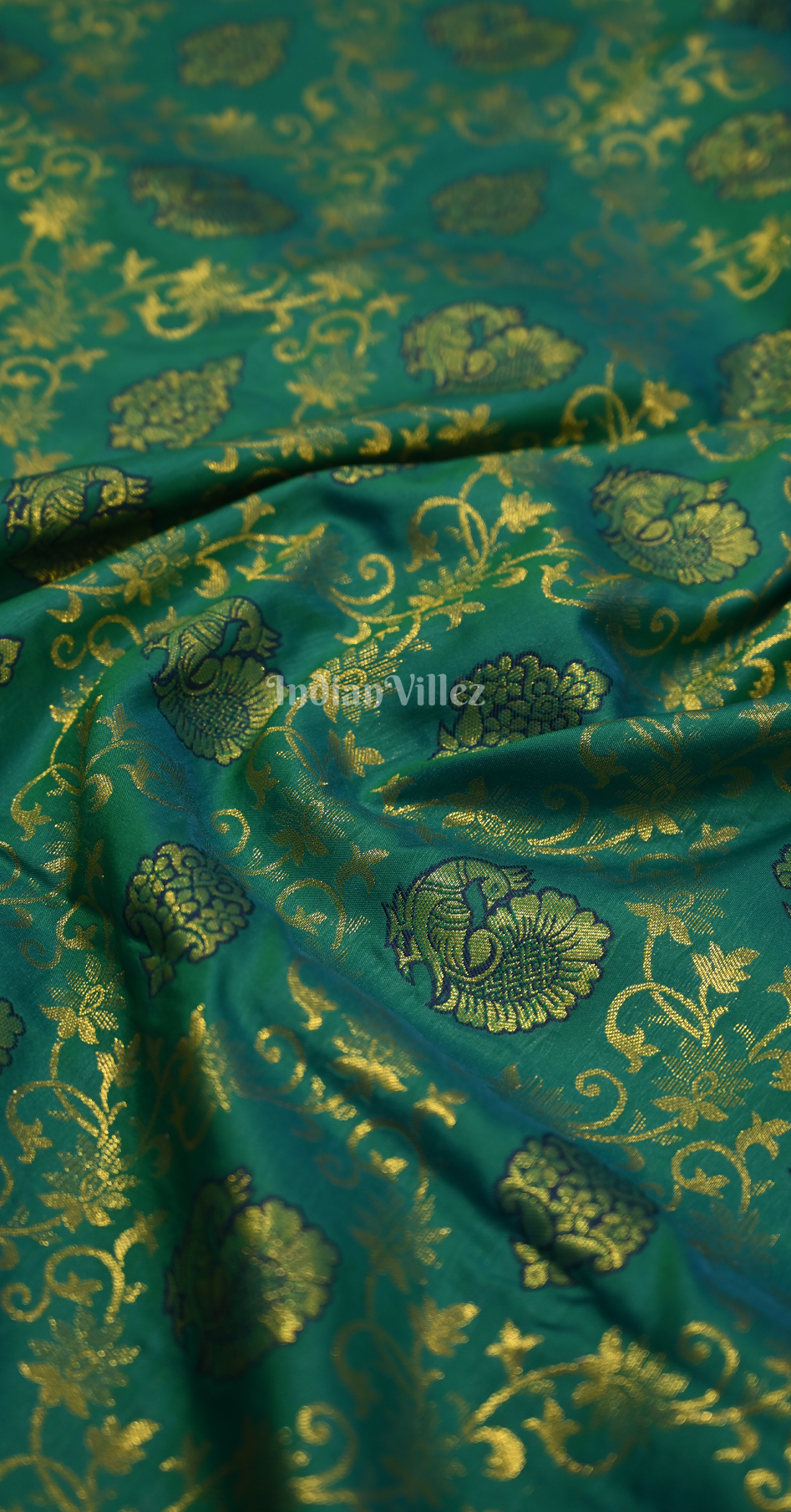 Rama Green Pure Chaap Weaving Silk Saree