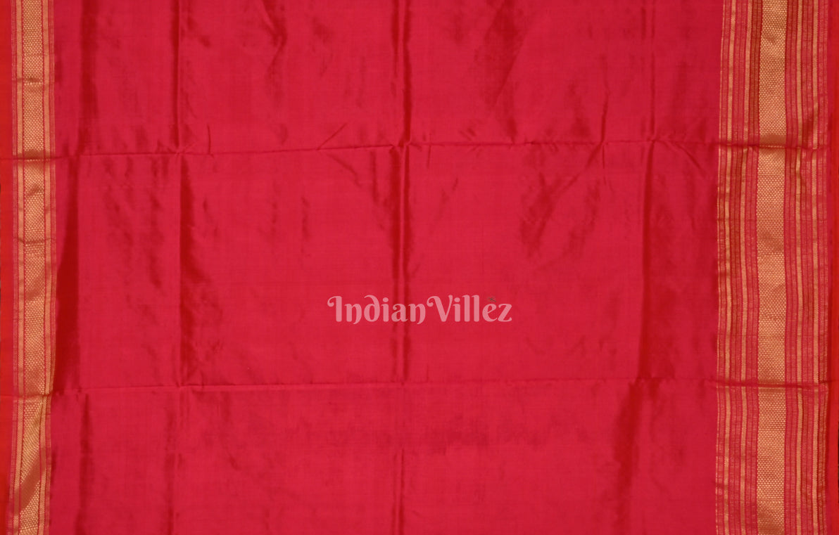 Deep Red Pochampally Ikat Silk Saree