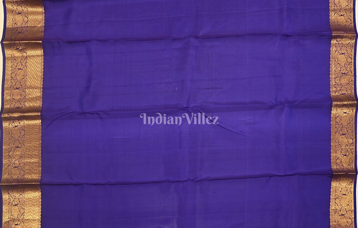 Purple  Wine Blue Brocade Pure Kanjivaram Silk Saree 