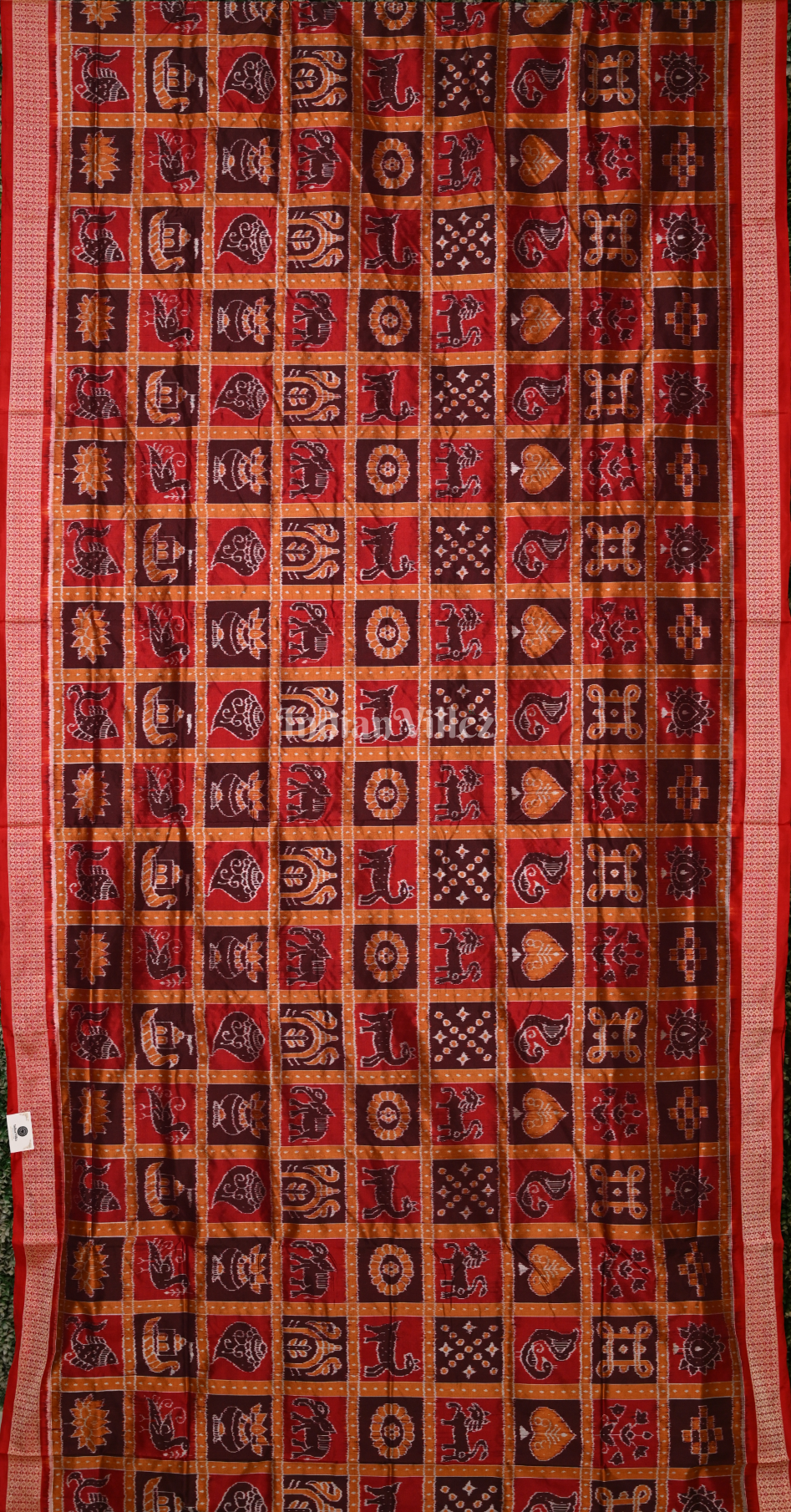 Madhuri Dixit Rust Maroon Red Nabakothi Odisha Ikat Sambalpuri Silk Saree - (Pre Order)