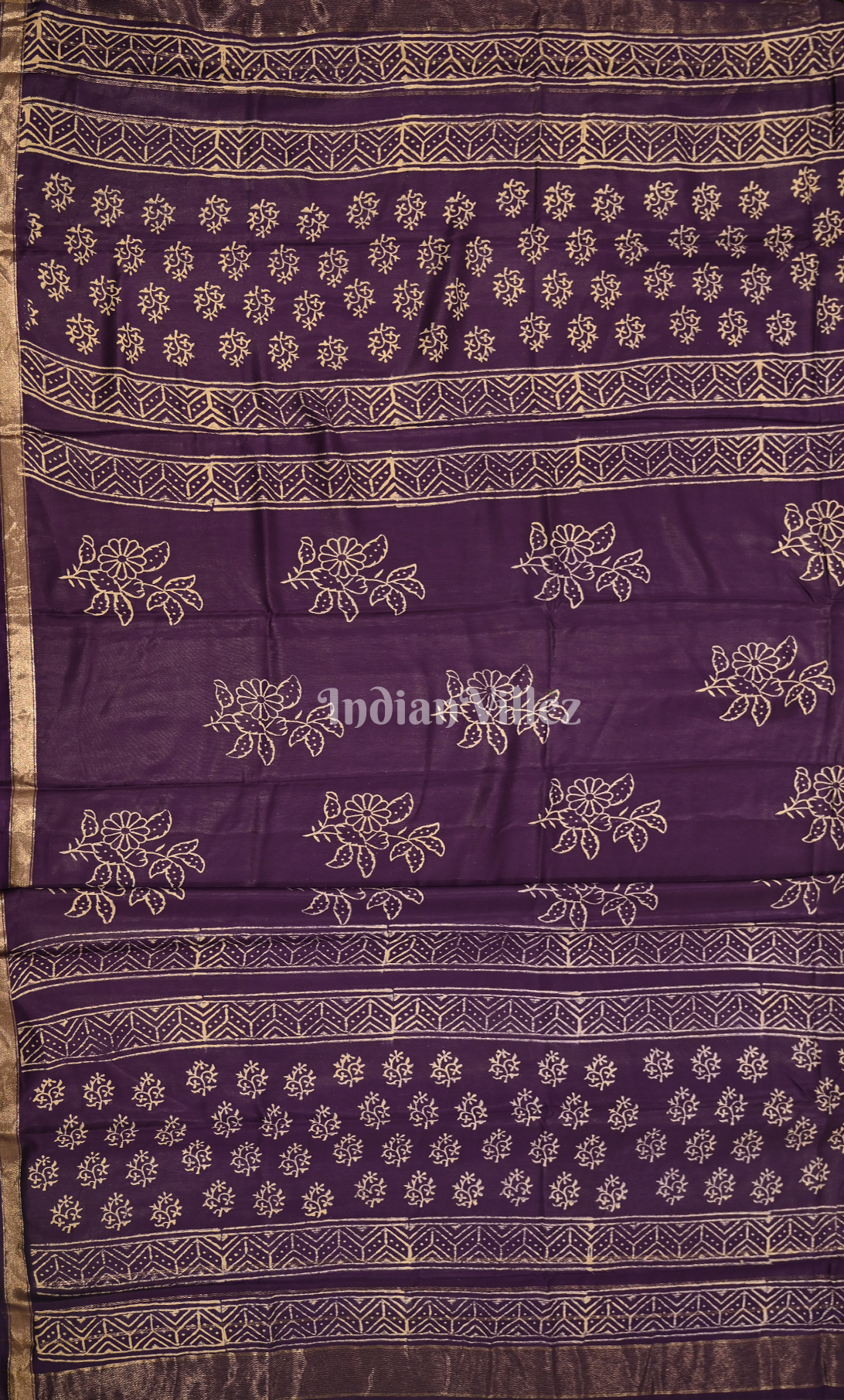 Purple Block Printed Cotton Suit Sets
