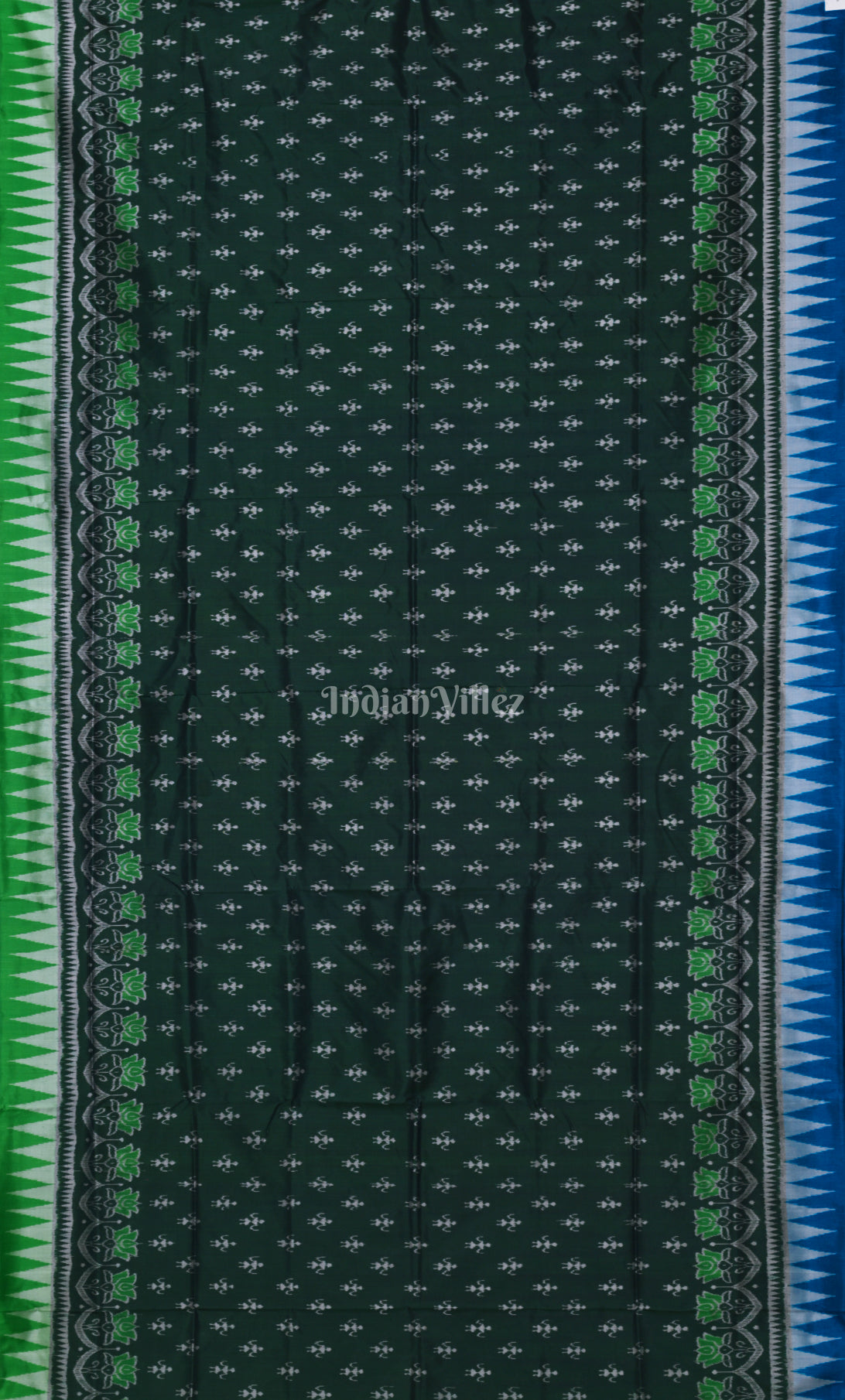 Bottle Green Tribal Theme  Odisha Ikat Sambalpuri Silk Saree