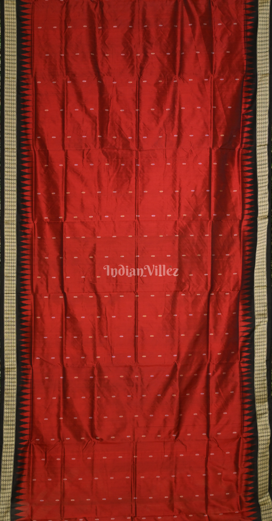 Maroon Black Buti Design Odisha Ikat Bomkai Silk Saree