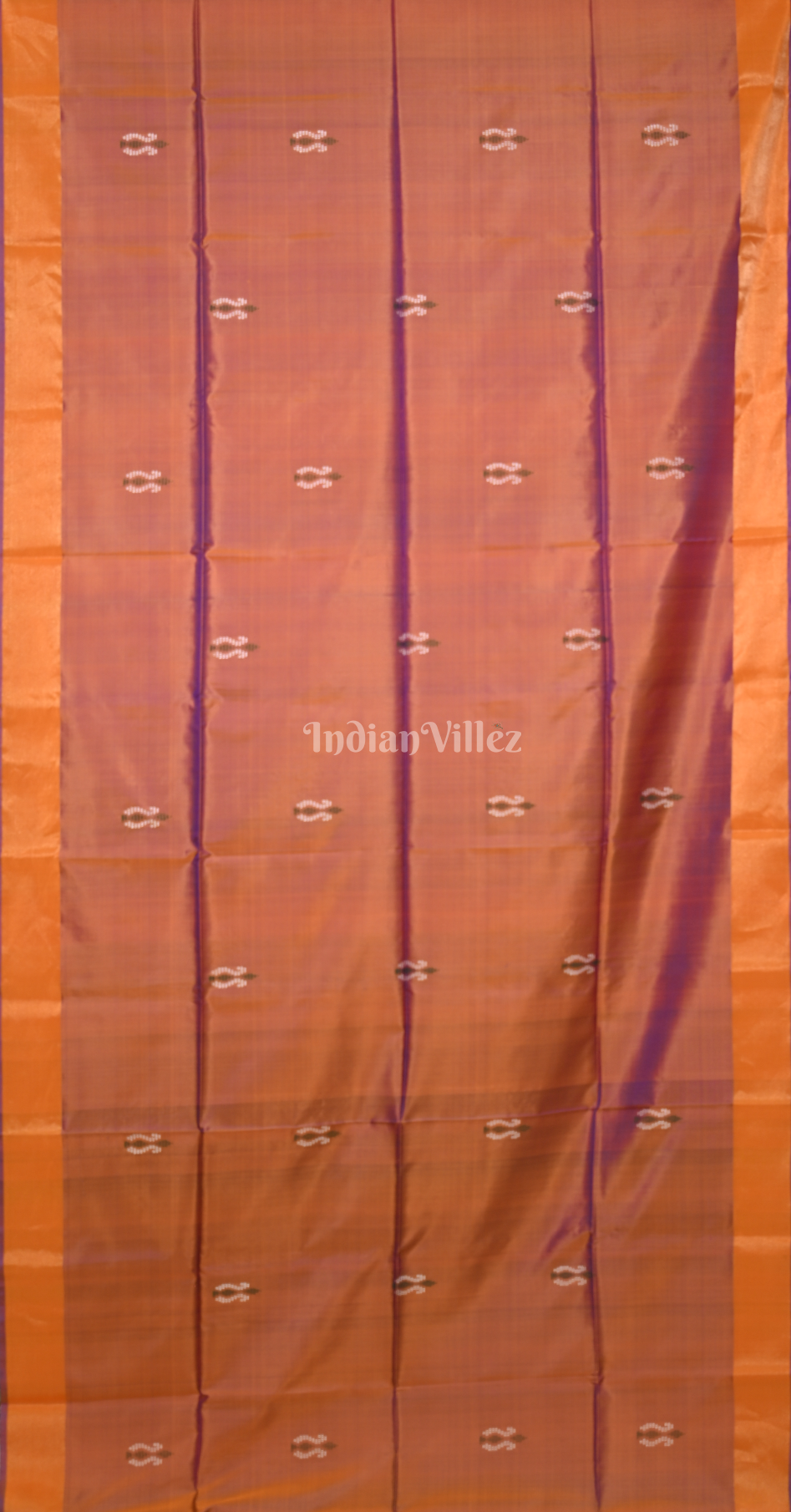 Rust Orange Green Pure Bishnupuri Silk Saree with Budha Tissue Anchal