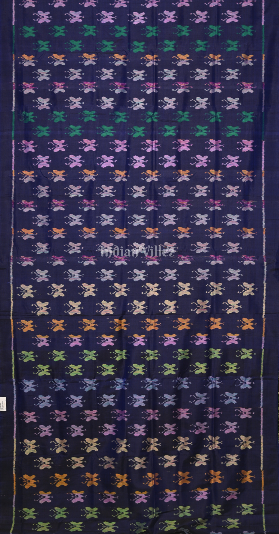 Navy Blue Buttetrfly Theme Odisha Ikat Contemporary Designer Silk Saree