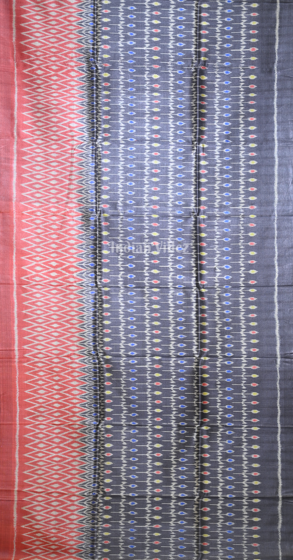 Grey Red Fine Gopalpur Tussar Silk Saree 