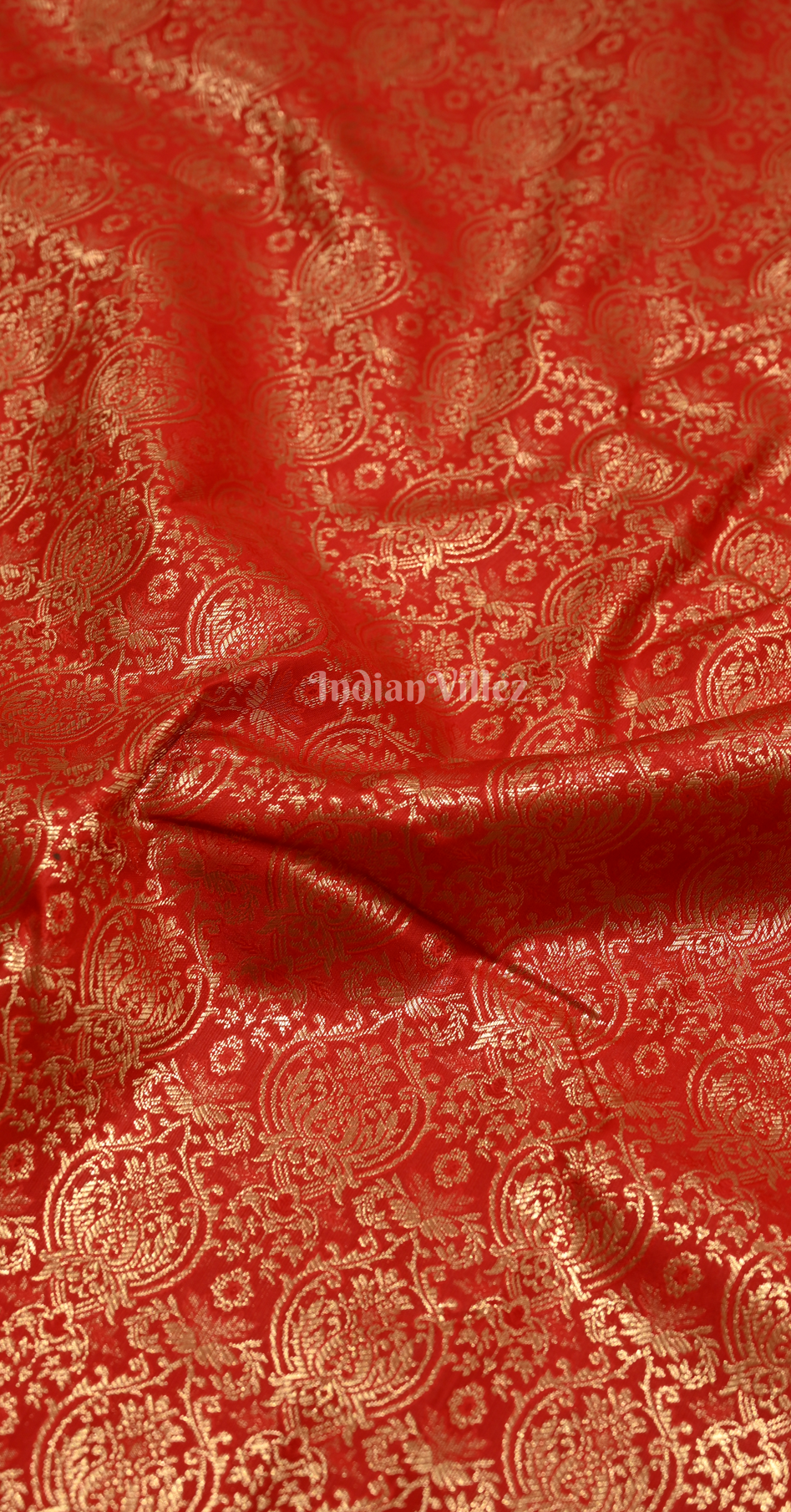 Exclusive Bright Red Golden Floral Pure Brocade Kanjivaram Silk Saree 