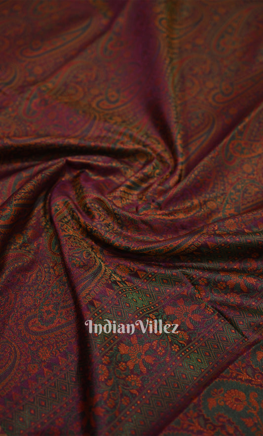 Maroon Dual Tone Tanchoi Silk Banrasi Saree