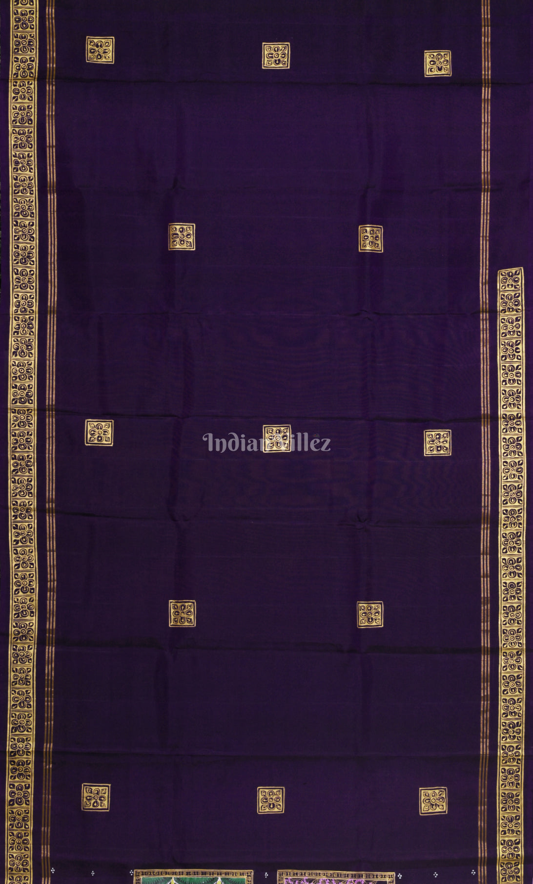 Purple Pink Ramayan Theme  Hand-Painted Pattachitra Saree