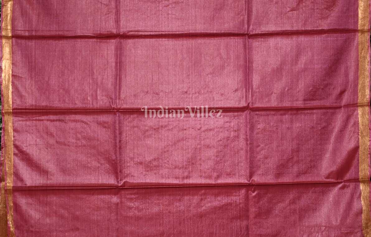 Onion Pink Pure South Tussar Silk Saree