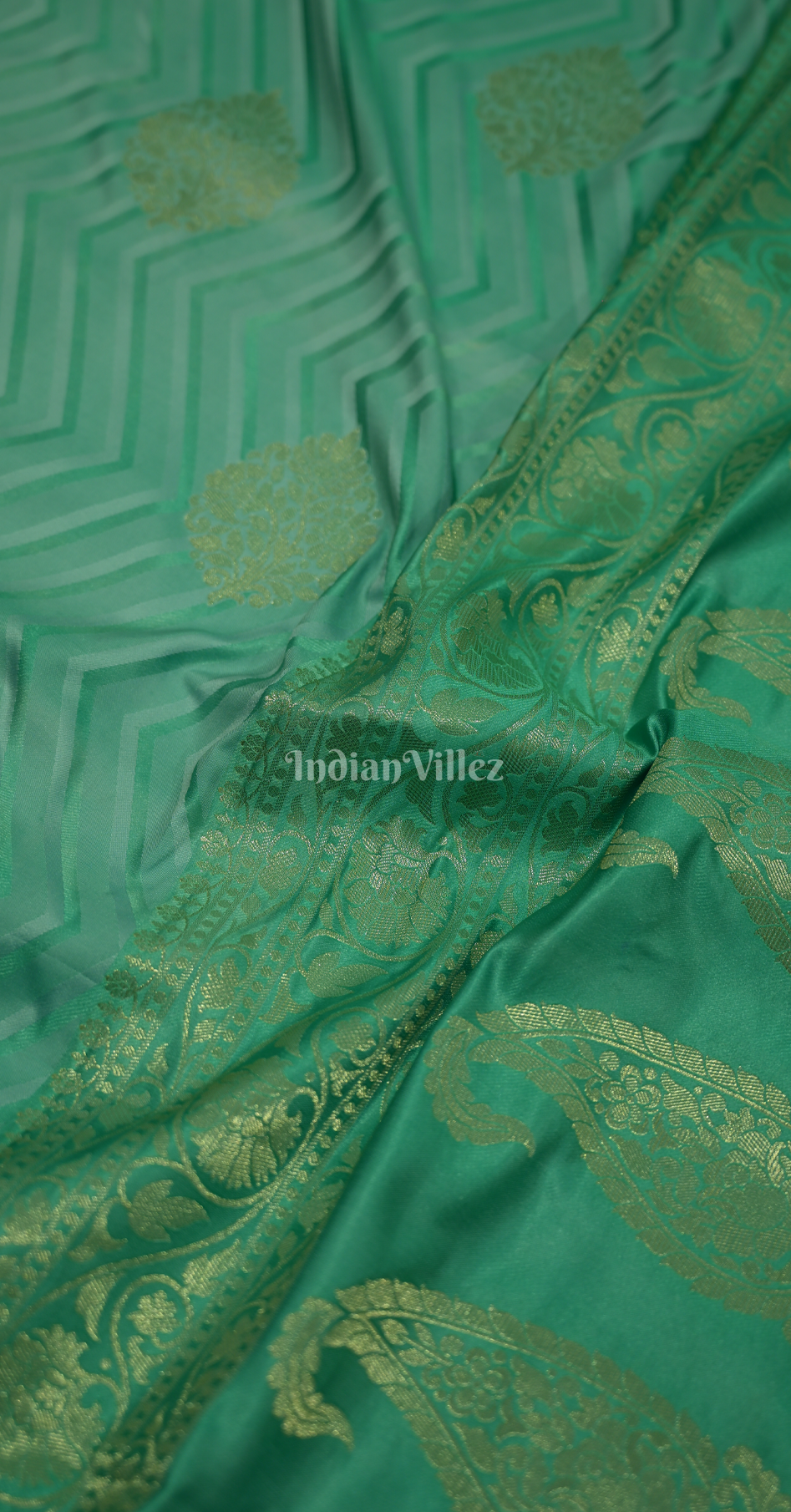 Sky Blue Two Tone Leheriya Banarasi Satin Silk Saree