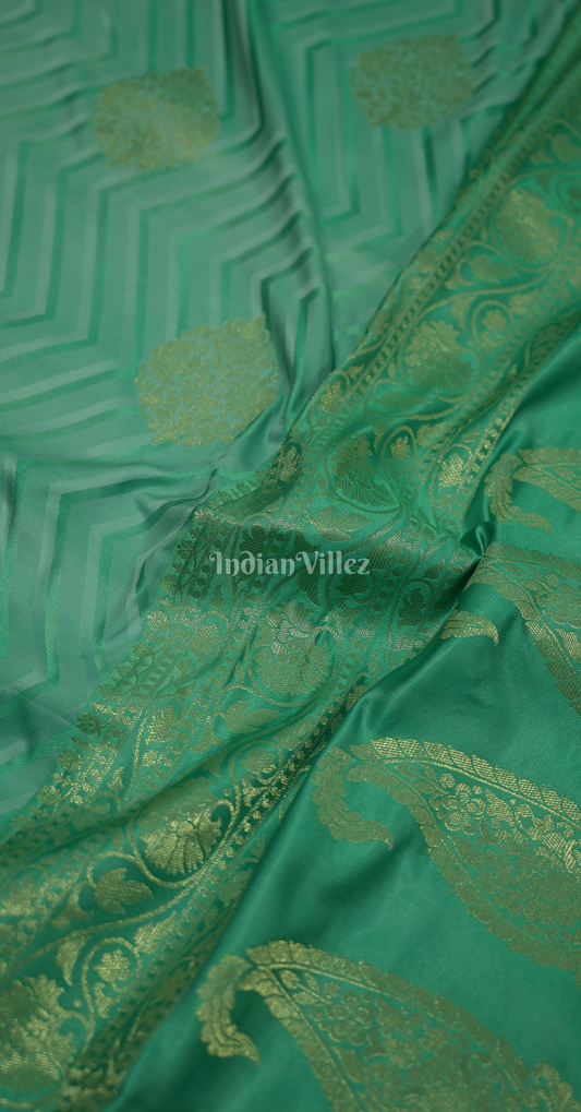Sky Blue Two Tone Leheriya Banarasi Satin Silk Saree
