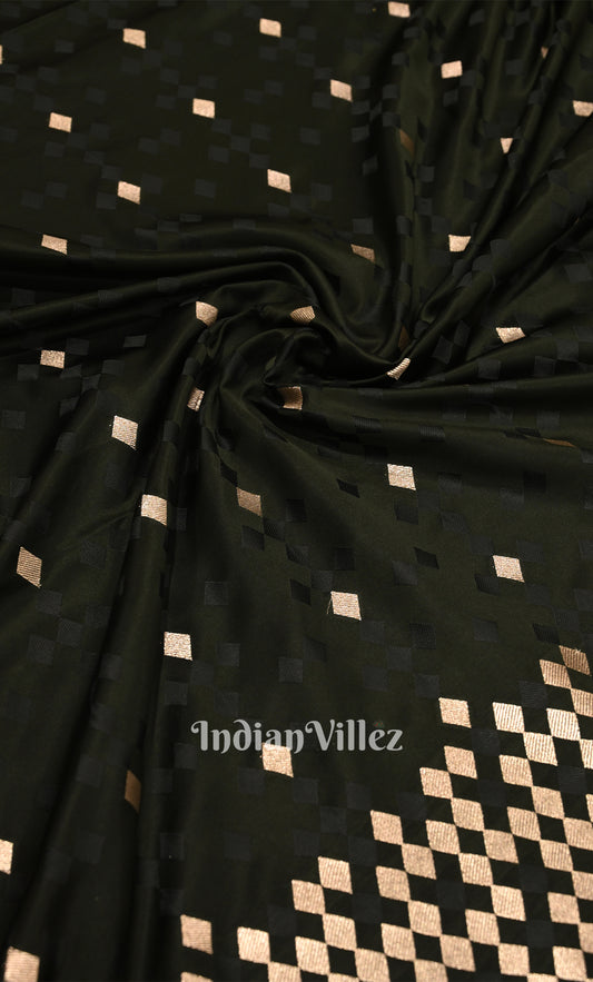 Soft Black Mashru Satin Silk Banarasi Saree 