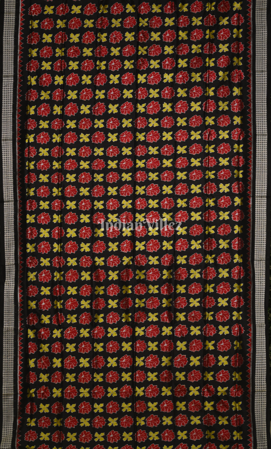 Black Red Utkal Laxmi Odisha Ikat Sambalpuri Silk Saree