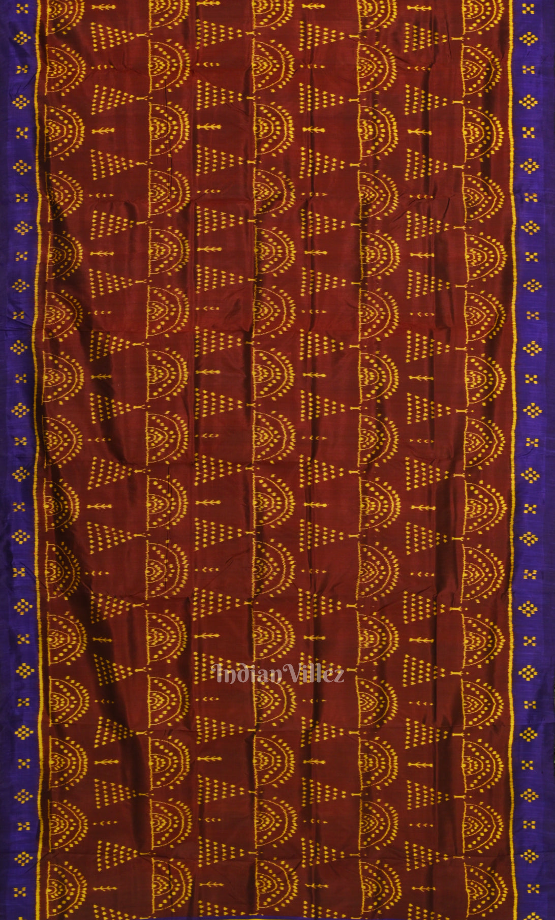 Maroon Blue Jhoti Theme Odisha Ikat Contemporary Designer Silk Saree