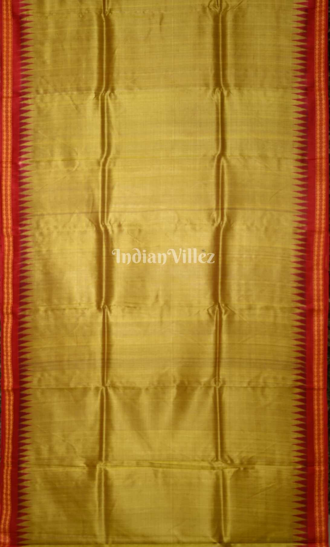 Mustard Yellow Red Dobby Border Fine Gopalpur Tussar Silk Saree