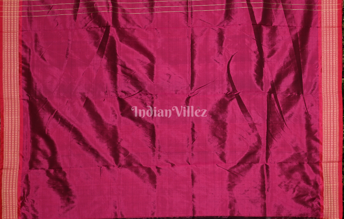 Black Magenta Pink Dot Odisha Ikat Sambalpuri Silk Saree