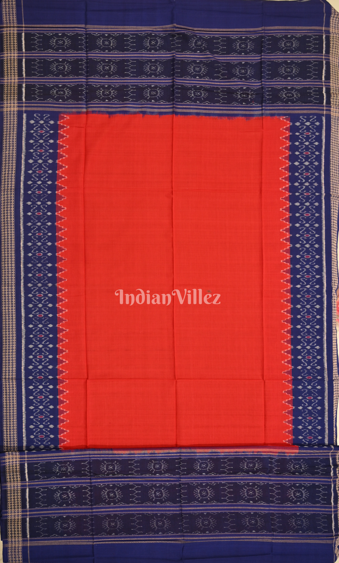 Blue Red Odisha Ikat Sambalpuri Dress Set & Dupatta 